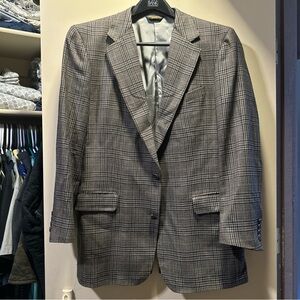 Brooks Brothers Mens 42 Brown/gray/blue Blazer 100% Wool Windowpane Houndstooth